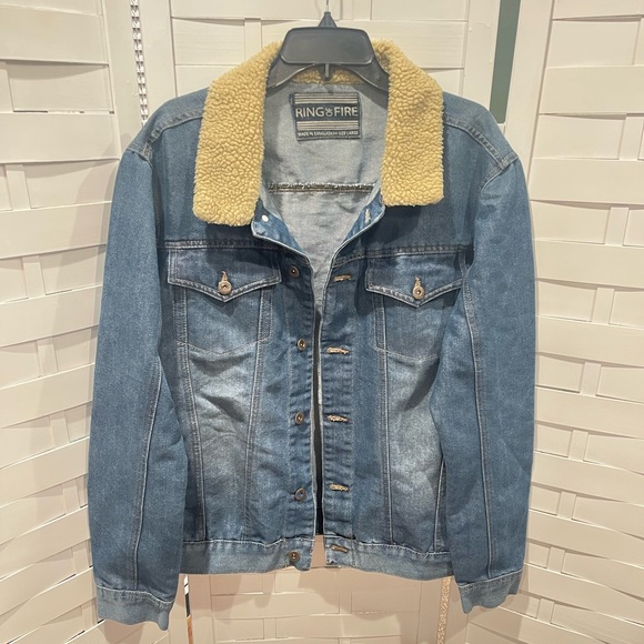 Ring of Fire Jackets & Blazers - Ring of Fire Denim Jean Jacket with Fur Collar